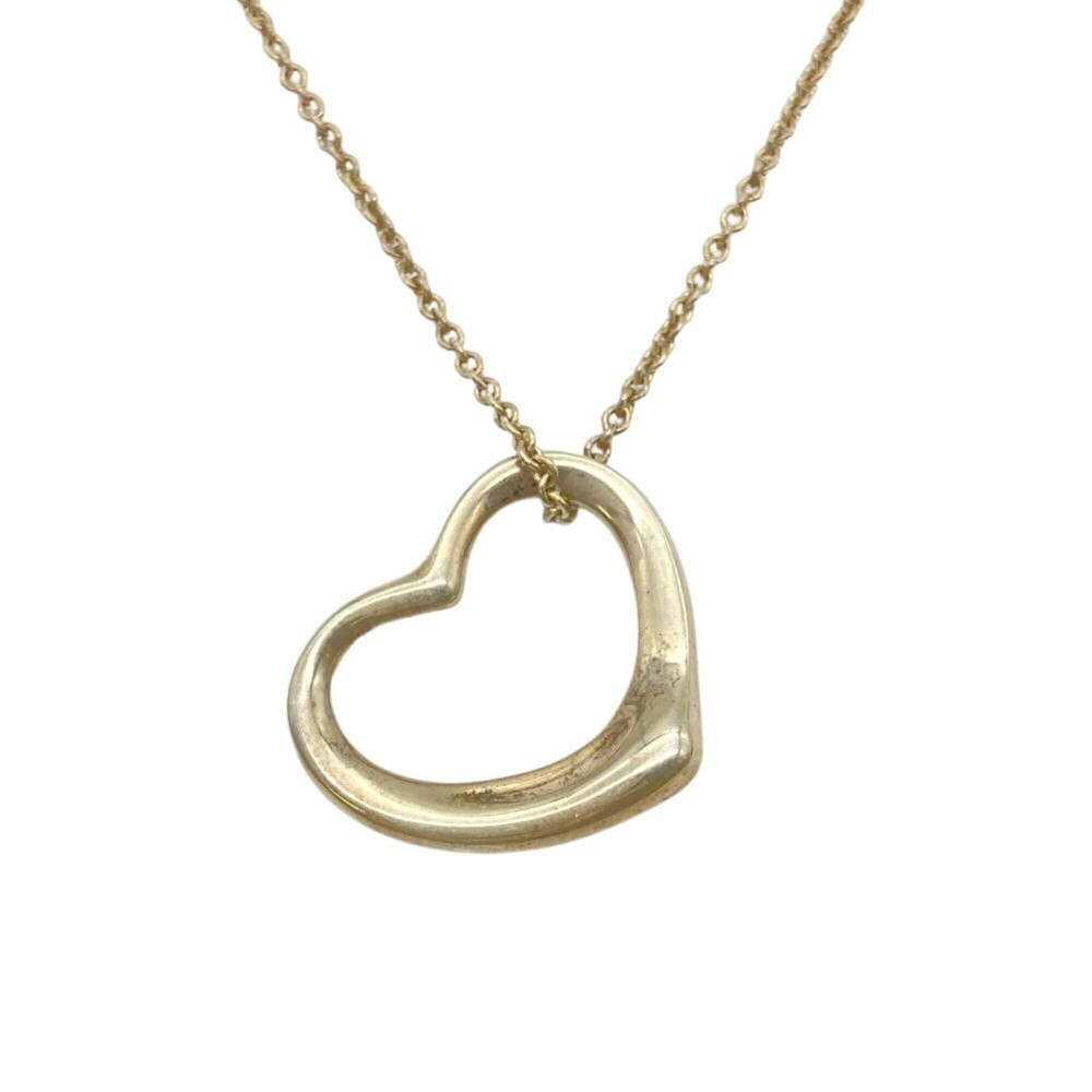 Tiffany & Co. Open Heart Necklace, SV925, 5.4g, Silver, 22mm, Women's.